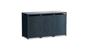 Mülltonnenbox Design Prisma, 3er Box für 240-Liter-Mülltonnen – Höhe 116,3 cm × Breite 198,5 cm × Tiefe 80 cm – Anthrazit (RAL 7016)