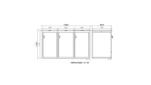 Mülltonnenbox Design Prisma, 3er Box für 240-Liter-Mülltonnen – Höhe 116,3 cm × Breite 198,5 cm × Tiefe 80 cm – Anthrazit (RAL 7016)