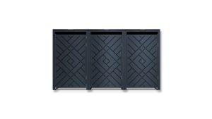 Mülltonnenbox Design Prisma, 3er Box für 240-Liter-Mülltonnen – Höhe 116,3 cm × Breite 198,5 cm × Tiefe 80 cm – Anthrazit (RAL 7016)