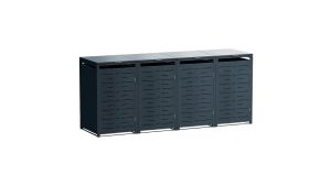 Mülltonnenbox Design Nexus, 4er Box für 240-Liter-Mülltonnen – Höhe 116,3 cm × Breite 276 cm × Tiefe 80 cm – Anthrazit (RAL 7016)