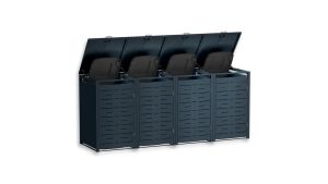 Mülltonnenbox Design Nexus, 4er Box für 240-Liter-Mülltonnen – Höhe 116,3 cm × Breite 276 cm × Tiefe 80 cm – Anthrazit (RAL 7016)
