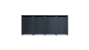Mülltonnenbox Design Geo, 4er Box für 240-Liter-Mülltonnen – Höhe 116,3 cm × Breite 276 cm × Tiefe 80 cm – Anthrazit (RAL 7016)
