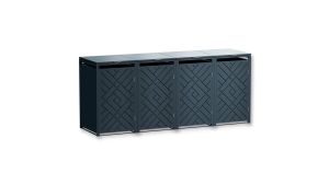 Mülltonnenbox Design Prisma, 4er Box für 240-Liter-Mülltonnen – Höhe 116,3 cm × Breite 276 cm × Tiefe 80 cm – Anthrazit (RAL 7016)