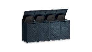 Mülltonnenbox Design Prisma, 4er Box für 240-Liter-Mülltonnen – Höhe 116,3 cm × Breite 276 cm × Tiefe 80 cm – Anthrazit (RAL 7016)