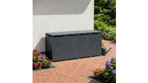 Mülltonnenbox Design Prisma, 4er Box für 240-Liter-Mülltonnen – Höhe 116,3 cm × Breite 276 cm × Tiefe 80 cm – Anthrazit (RAL 7016)