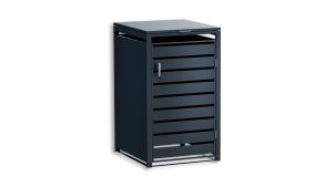 Mülltonnenbox mit Sichtstreifen, 1er Box für 240-Liter-Mülltonne – Höhe 116,3 cm × Breite 68 cm × Tiefe 80 cm – Anthrazit (RAL 7016)