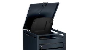 Mülltonnenbox mit Sichtstreifen, 1er Box für 240-Liter-Mülltonne – Höhe 116,3 cm × Breite 68 cm × Tiefe 80 cm – Anthrazit (RAL 7016)