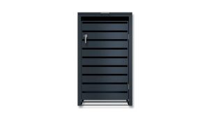 Mülltonnenbox mit Sichtstreifen, 1er Box für 240-Liter-Mülltonne – Höhe 116,3 cm × Breite 68 cm × Tiefe 80 cm – Anthrazit (RAL 7016)