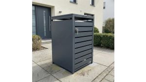 Mülltonnenbox mit Sichtstreifen, 1er Box für 240-Liter-Mülltonne – Höhe 116,3 cm × Breite 68 cm × Tiefe 80 cm – Anthrazit (RAL 7016)