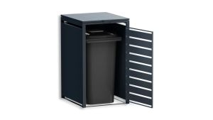 Mülltonnenbox mit Sichtstreifen, 1er Box für 240-Liter-Mülltonne – Höhe 116,3 cm × Breite 68 cm × Tiefe 80 cm – Anthrazit (RAL 7016)