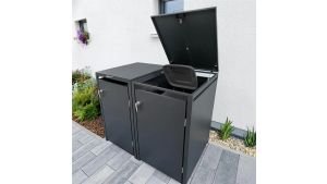 Mülltonnenbox 2er Box für 240-Liter-Mülltonnen – Höhe 116,3 cm × Breite 132 cm × Tiefe 80 cm – Anthrazit (RAL 7016)