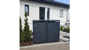 Mülltonnenbox 2er Box für 240-Liter-Mülltonnen – Höhe 116,3 cm × Breite 132 cm × Tiefe 80 cm – Anthrazit (RAL 7016)