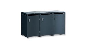 Mülltonnenbox 3er Box für 240-Liter-Mülltonnen – Höhe 116,3 cm × Breite 198,5 cm × Tiefe 80 cm – Anthrazit (RAL 7016)