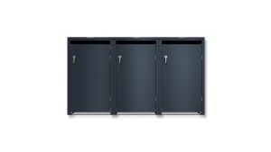 Mülltonnenbox 3er Box für 240-Liter-Mülltonnen – Höhe 116,3 cm × Breite 198,5 cm × Tiefe 80 cm – Anthrazit (RAL 7016)