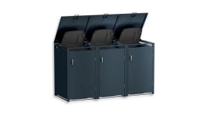 Mülltonnenbox 3er Box für 240-Liter-Mülltonnen – Höhe 116,3 cm × Breite 198,5 cm × Tiefe 80 cm – Anthrazit (RAL 7016)
