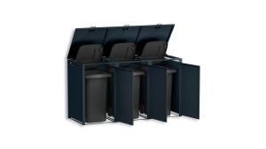 Mülltonnenbox 3er Box für 240-Liter-Mülltonnen – Höhe 116,3 cm × Breite 198,5 cm × Tiefe 80 cm – Anthrazit (RAL 7016)