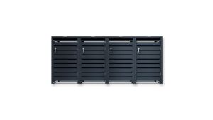 Mülltonnenbox mit Sichtstreifen, 4er Box für 240-Liter-Mülltonnen – Höhe 116,3 cm × Breite 276 cm × Tiefe 80 cm – Anthrazit (RAL 7016)