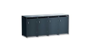 Mülltonnenbox 4er Box für 240-Liter-Mülltonnen – Höhe 116,3 cm × Breite 276 cm × Tiefe 80 cm – Anthrazit (RAL 7016)
