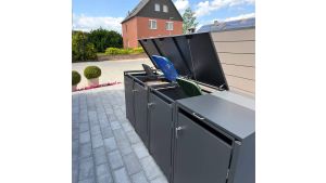 Mülltonnenbox 4er Box für 240-Liter-Mülltonnen – Höhe 116,3 cm × Breite 276 cm × Tiefe 80 cm – Anthrazit (RAL 7016)