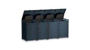 Mülltonnenbox 4er Box für 240-Liter-Mülltonnen – Höhe 116,3 cm × Breite 276 cm × Tiefe 80 cm – Anthrazit (RAL 7016)