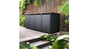 Mülltonnenbox 4er Box für 240-Liter-Mülltonnen – Höhe 116,3 cm × Breite 276 cm × Tiefe 80 cm – Anthrazit (RAL 7016)