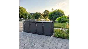 Mülltonnenbox 4er Box für 240-Liter-Mülltonnen – Höhe 116,3 cm × Breite 276 cm × Tiefe 80 cm – Anthrazit (RAL 7016)