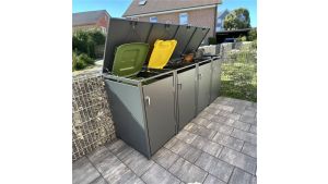 Mülltonnenbox 4er Box für 240-Liter-Mülltonnen – Höhe 116,3 cm × Breite 276 cm × Tiefe 80 cm – Anthrazit (RAL 7016)