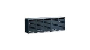 Mülltonnenbox mit Sichtstreifen, 5er Box für 240-Liter-Mülltonnen – Höhe 116,3 cm × Breite 348 cm × Tiefe 80 cm – Anthrazit (RAL 7016)