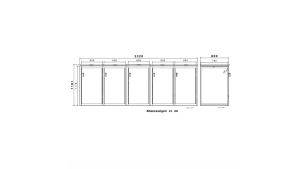 Mülltonnenbox mit Sichtstreifen, 5er Box für 240-Liter-Mülltonnen – Höhe 116,3 cm × Breite 348 cm × Tiefe 80 cm – Anthrazit (RAL 7016)