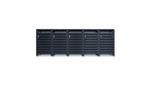 Mülltonnenbox mit Sichtstreifen, 5er Box für 240-Liter-Mülltonnen – Höhe 116,3 cm × Breite 348 cm × Tiefe 80 cm – Anthrazit (RAL 7016)