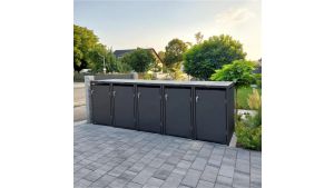 Mülltonnenbox 5er Box für 240-Liter-Mülltonnen – Höhe 116,3 cm × Breite 348 cm × Tiefe 80 cm – Anthrazit (RAL 7016)
