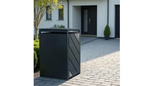 Mülltonnenbox mit Edelstahl-Akzenten, 1er Box für 240-Liter-Mülltonne – Höhe 116,3 cm × Breite 68 cm × Tiefe 80 cm – Anthrazit (RAL 7016)
