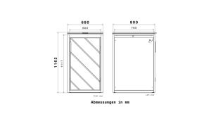 Mülltonnenbox mit Edelstahl-Akzenten, 1er Box für 240-Liter-Mülltonne – Höhe 116,3 cm × Breite 68 cm × Tiefe 80 cm – Anthrazit (RAL 7016)