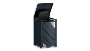 Mülltonnenbox mit Edelstahl-Akzenten, 1er Box für 240-Liter-Mülltonne – Höhe 116,3 cm × Breite 68 cm × Tiefe 80 cm – Anthrazit (RAL 7016)