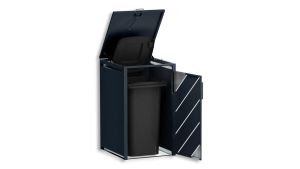 Mülltonnenbox mit Edelstahl-Akzenten, 1er Box für 240-Liter-Mülltonne – Höhe 116,3 cm × Breite 68 cm × Tiefe 80 cm – Anthrazit (RAL 7016)