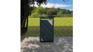 Mülltonnenbox mit Edelstahl-Akzenten, 1er Box für 240-Liter-Mülltonne – Höhe 116,3 cm × Breite 68 cm × Tiefe 80 cm – Anthrazit (RAL 7016)