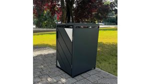 Mülltonnenbox mit Edelstahl-Akzenten, 1er Box für 240-Liter-Mülltonne – Höhe 116,3 cm × Breite 68 cm × Tiefe 80 cm – Anthrazit (RAL 7016)