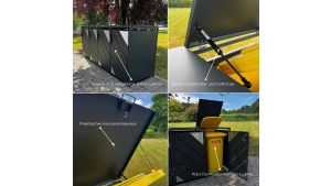 Mülltonnenbox mit Edelstahl-Akzenten, 2er Box für 240-Liter-Mülltonnen – Höhe 116,3 cm × Breite 132 cm × Tiefe 80 cm – Anthrazit (RAL 7016)