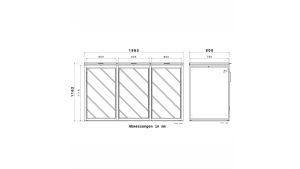 Mülltonnenbox mit Edelstahl-Akzenten, 3er Box für 240-Liter-Mülltonnen – Höhe 116,3 cm × Breite 198,5 cm × Tiefe 80 cm – Anthrazit (RAL 7016)