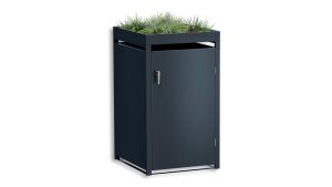 Mülltonnenbox mit Pflanzdach, 1er Box für 240-Liter-Mülltonne – Höhe 124,2 cm × Breite 68 cm × Tiefe 80 cm – Anthrazit (RAL 7016)