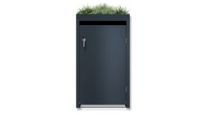 Mülltonnenbox mit Pflanzdach, 1er Box für 240-Liter-Mülltonne – Höhe 124,2 cm × Breite 68 cm × Tiefe 80 cm – Anthrazit (RAL 7016)