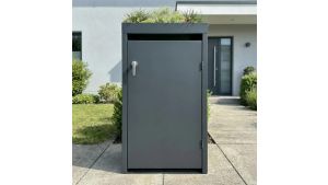 Mülltonnenbox mit Pflanzdach, 1er Box für 240-Liter-Mülltonne – Höhe 124,2 cm × Breite 68 cm × Tiefe 80 cm – Anthrazit (RAL 7016)