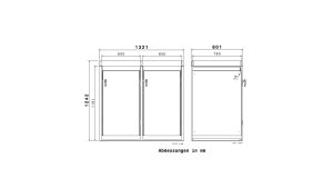 Mülltonnenbox mit Pflanzdach, 2er Box für 240-Liter-Mülltonnen – Höhe 124,2 cm × Breite 132 cm × Tiefe 80 cm – Anthrazit (RAL 7016)
