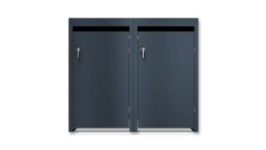 Mülltonnenbox mit Pflanzdach, 2er Box für 240-Liter-Mülltonnen – Höhe 124,2 cm × Breite 132 cm × Tiefe 80 cm – Anthrazit (RAL 7016)