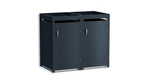 Mülltonnenbox mit Pflanzdach, 2er Box für 240-Liter-Mülltonnen – Höhe 124,2 cm × Breite 132 cm × Tiefe 80 cm – Anthrazit (RAL 7016)
