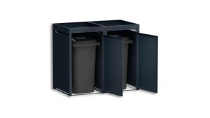 Mülltonnenbox mit Pflanzdach, 2er Box für 240-Liter-Mülltonnen – Höhe 124,2 cm × Breite 132 cm × Tiefe 80 cm – Anthrazit (RAL 7016)