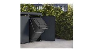 Mülltonnenbox mit Pflanzdach, 2er Box für 240-Liter-Mülltonnen – Höhe 124,2 cm × Breite 132 cm × Tiefe 80 cm – Anthrazit (RAL 7016)