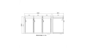 Mülltonnenbox mit Pflanzdach, 3er Box für 240-Liter-Mülltonnen – Höhe 124,2 cm × Breite 198,5 cm × Tiefe 80 cm – Anthrazit (RAL 7016)