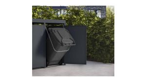 Mülltonnenbox mit Pflanzdach, 4er Box für 240-Liter-Mülltonnen – Höhe 124,2 cm × Breite 276 cm × Tiefe 80 cm – Anthrazit (RAL 7016)