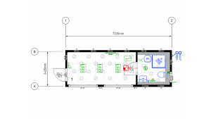 Moderner Raumcontainer -  PLUSLine, 24 Fuß mit Badezimmer in RAL 7016 Anthrazit, inkl. bodentiefe Fenster und Elektropaket